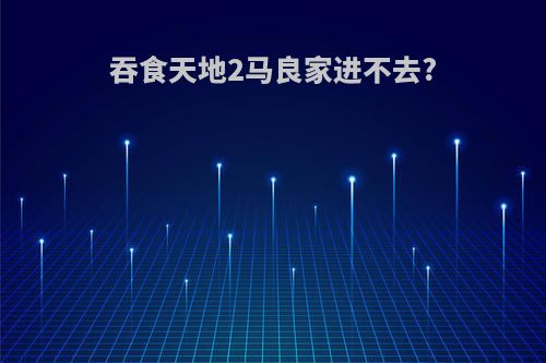 吞食天地2马良家进不去?