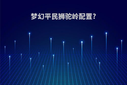梦幻平民狮驼岭配置?