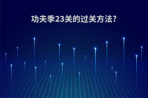 功夫季23关的过关方法?
