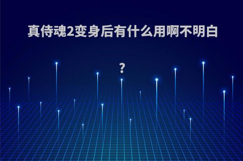 真侍魂2变身后有什么用啊不明白?