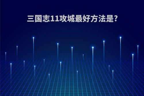 三国志11攻城最好方法是?