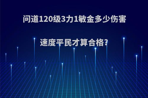 问道120级3力1敏金多少伤害速度平民才算合格?
