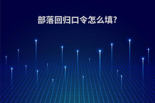 部落回归口令怎么填?