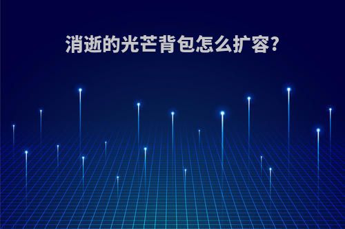 消逝的光芒背包怎么扩容?