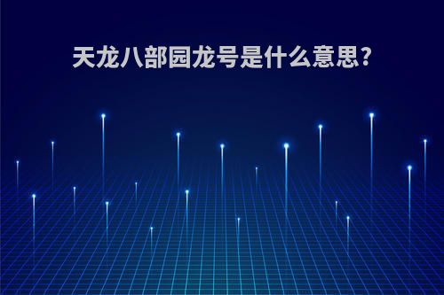 天龙八部园龙号是什么意思?