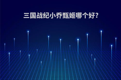 三国战纪小乔甄姬哪个好?