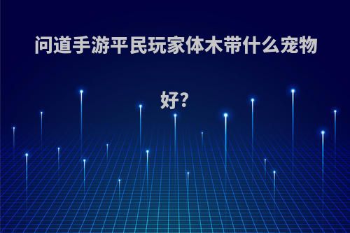 问道手游平民玩家体木带什么宠物好?