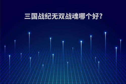 三国战纪无双战魂哪个好?