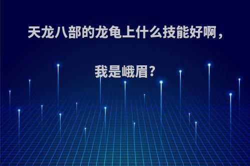 天龙八部的龙龟上什么技能好啊，我是峨眉?