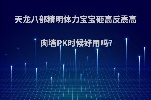天龙八部精明体力宝宝砸高反震高肉墙PK时候好用吗?