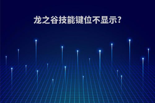 龙之谷技能键位不显示?