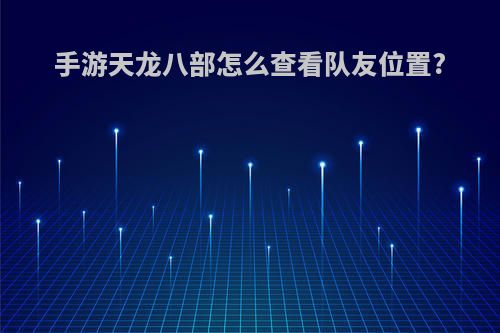 手游天龙八部怎么查看队友位置?
