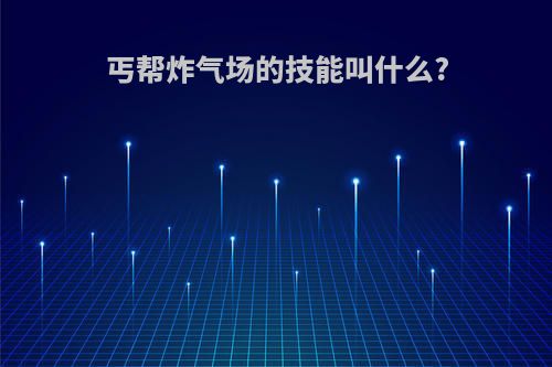 丐帮炸气场的技能叫什么?