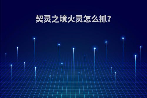 契灵之境火灵怎么抓?