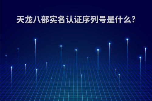 天龙八部实名认证序列号是什么?