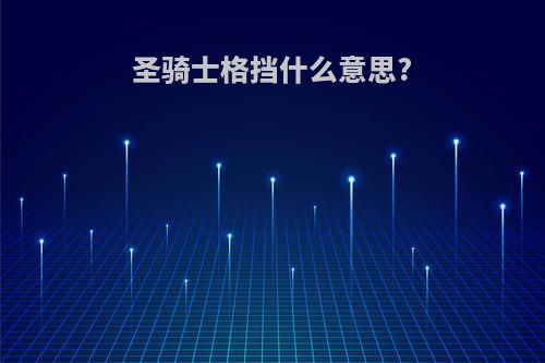圣骑士格挡什么意思?