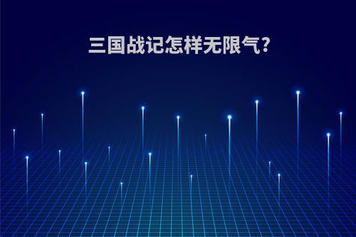 三国战记怎样无限气?
