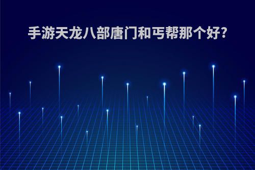 手游天龙八部唐门和丐帮那个好?