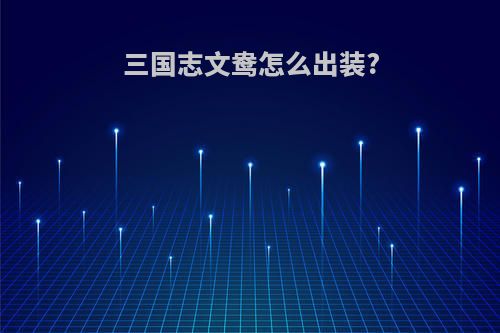 三国志文鸯怎么出装?