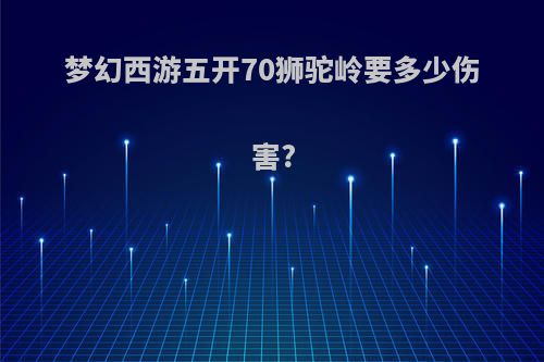 梦幻西游五开70狮驼岭要多少伤害?