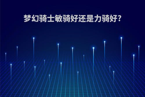 梦幻骑士敏骑好还是力骑好?