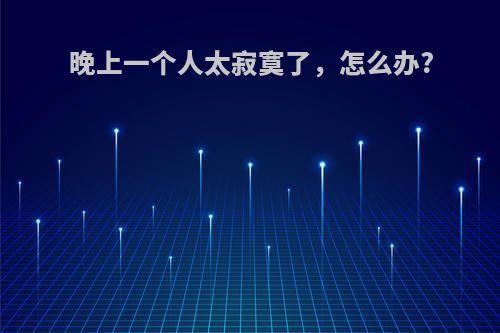 晚上一个人太寂寞了，怎么办?