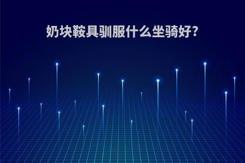 奶块鞍具驯服什么坐骑好?