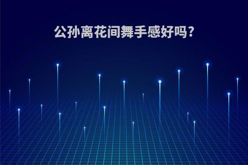 公孙离花间舞手感好吗?