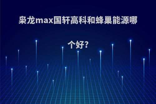枭龙max国轩高科和蜂巢能源哪个好?