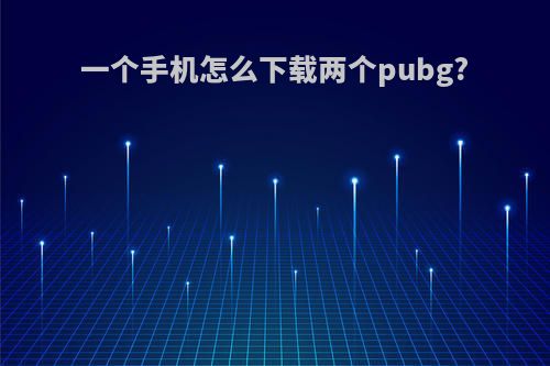 一个手机怎么下载两个pubg?