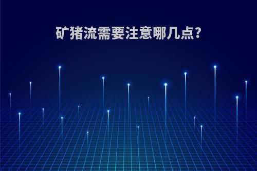 矿猪流需要注意哪几点?