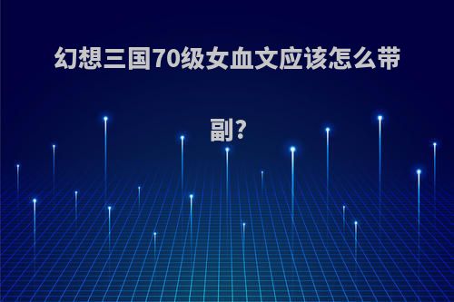 幻想三国70级女血文应该怎么带副?