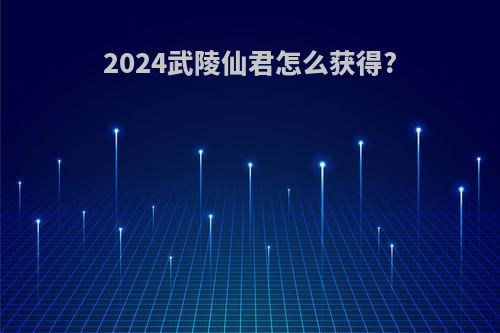 2024武陵仙君怎么获得?