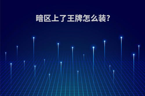 暗区上了王牌怎么装?