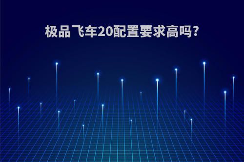 极品飞车20配置要求高吗?