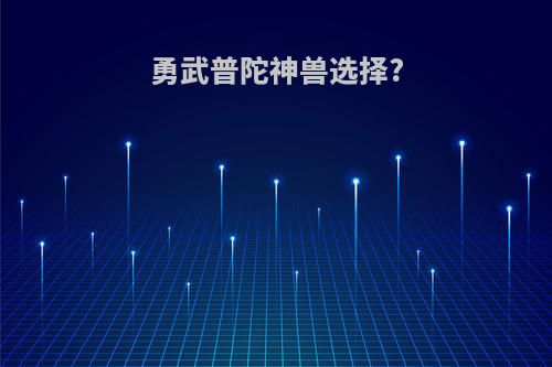 勇武普陀神兽选择?