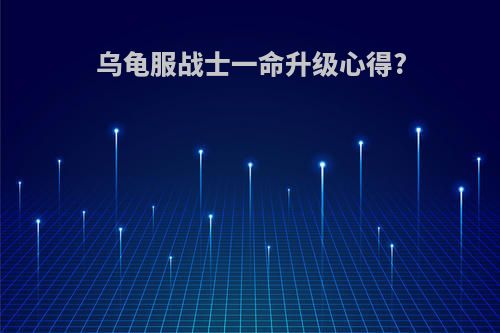 乌龟服战士一命升级心得?