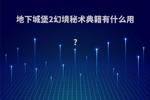 地下城堡2幻境秘术典籍有什么用?