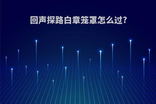 回声探路白章笼罩怎么过?