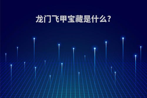 龙门飞甲宝藏是什么?