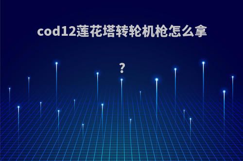 cod12莲花塔转轮机枪怎么拿?
