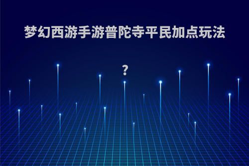 梦幻西游手游普陀寺平民加点玩法?