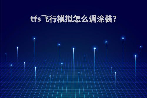 tfs飞行模拟怎么调涂装?