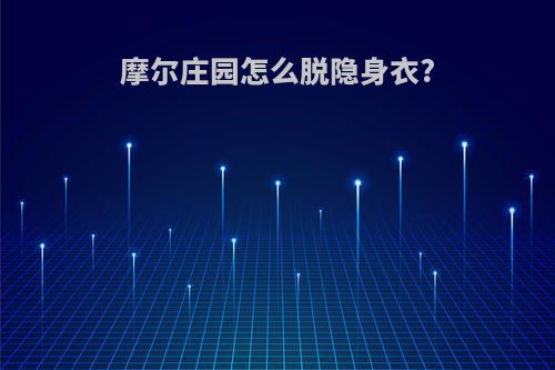 摩尔庄园怎么脱隐身衣?