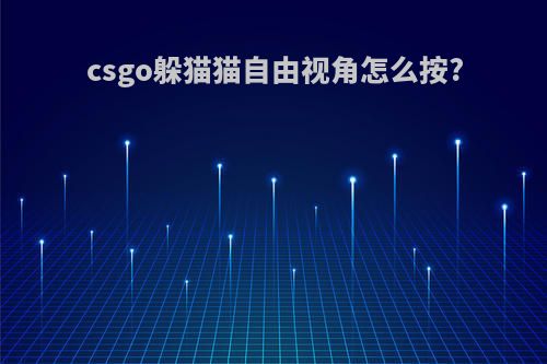 csgo躲猫猫自由视角怎么按?