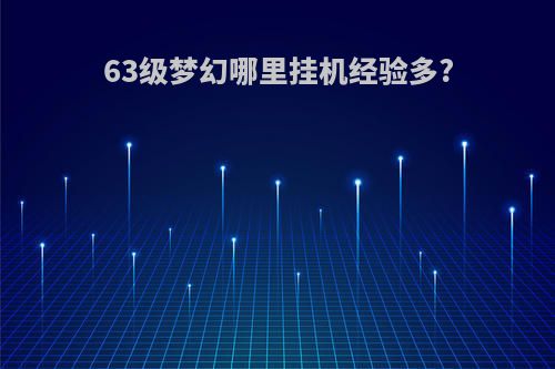 63级梦幻哪里挂机经验多?