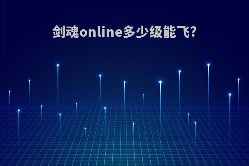 剑魂online多少级能飞?