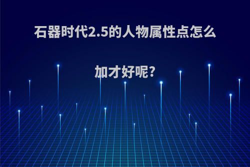 石器时代2.5的人物属性点怎么加才好呢?
